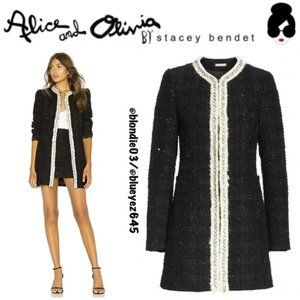 ALICE + OLIVIA Andreas Tweed Crystal Trim Jacket